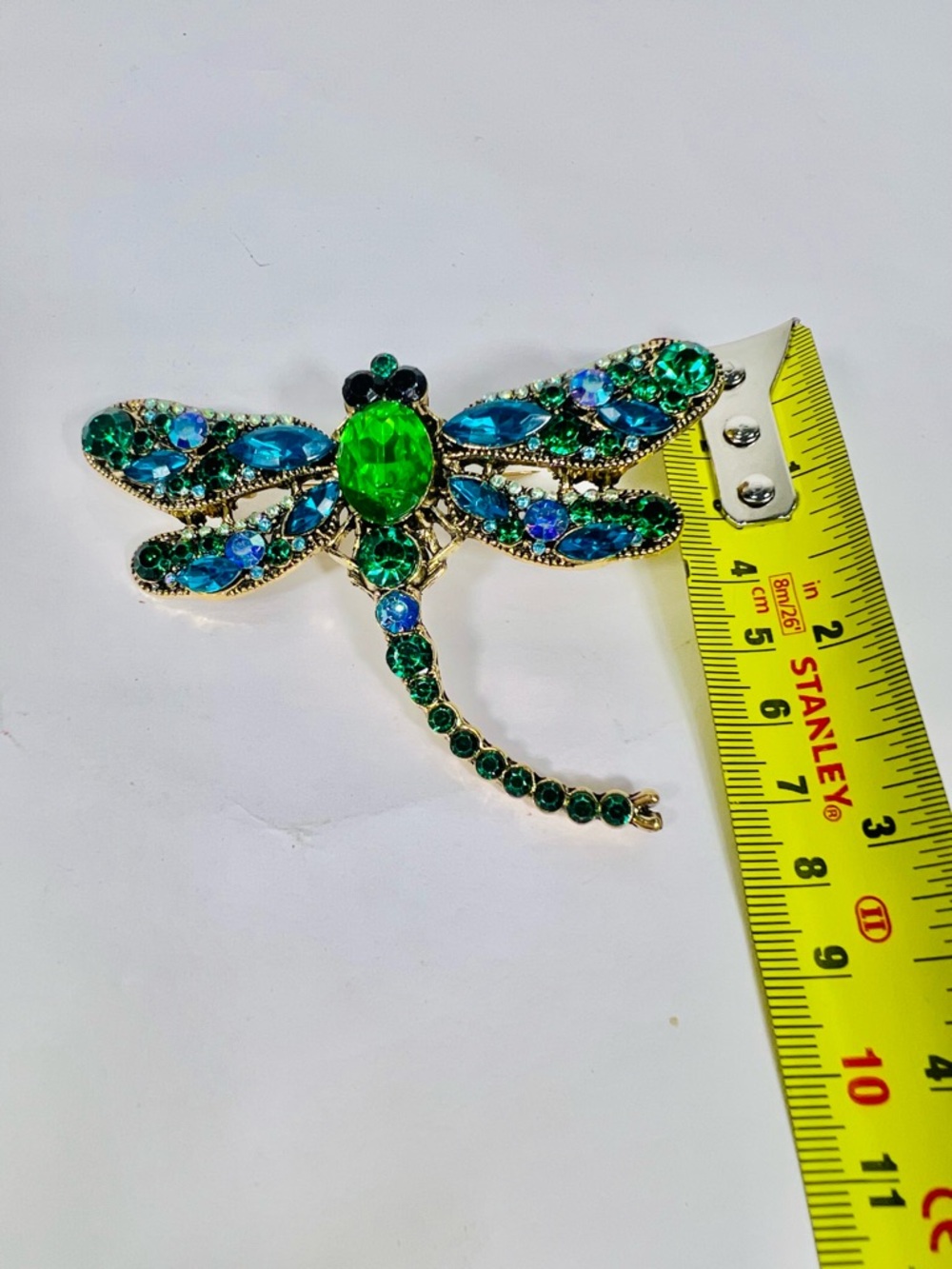 Emerald & Teal Dragonfly Crystal Brooch - Picture 9 of 10